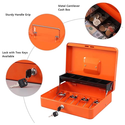 BEETRO Caisse A Monnaie Avec Serrure à Clé Intégrée