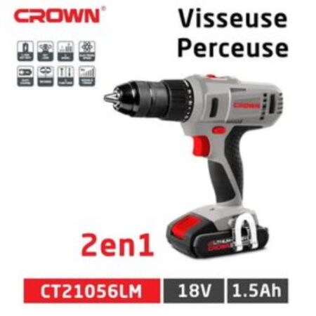 Visseuse Perceuse Sans Fil 18V 2 Batterie 1,5AH CROWN