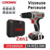 Visseuse Perceuse Sans Fil 14,4V 2 Batterie 1,5AH CROWN